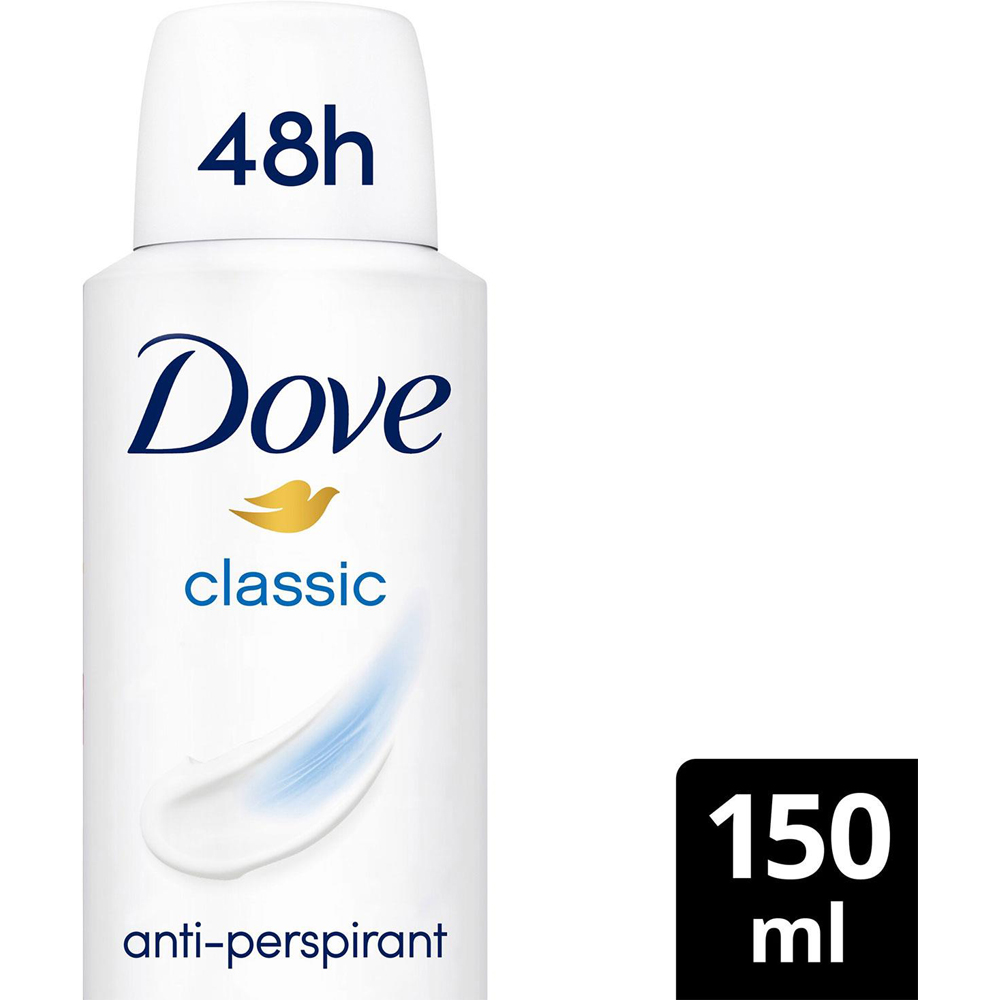 Dove Classic Sweat Protection Women Anti-Perspirant Deo 150ml 6 Pack Image 4