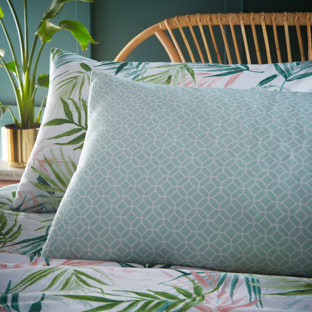furn. Bali Palm Single Green Botanical Duvet Cover Set Image 2
