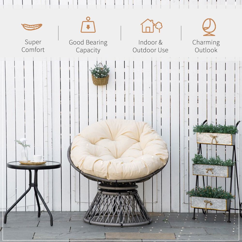 Outsunny 360° Swivel Rattan Chair with Padded Cushion Image 6