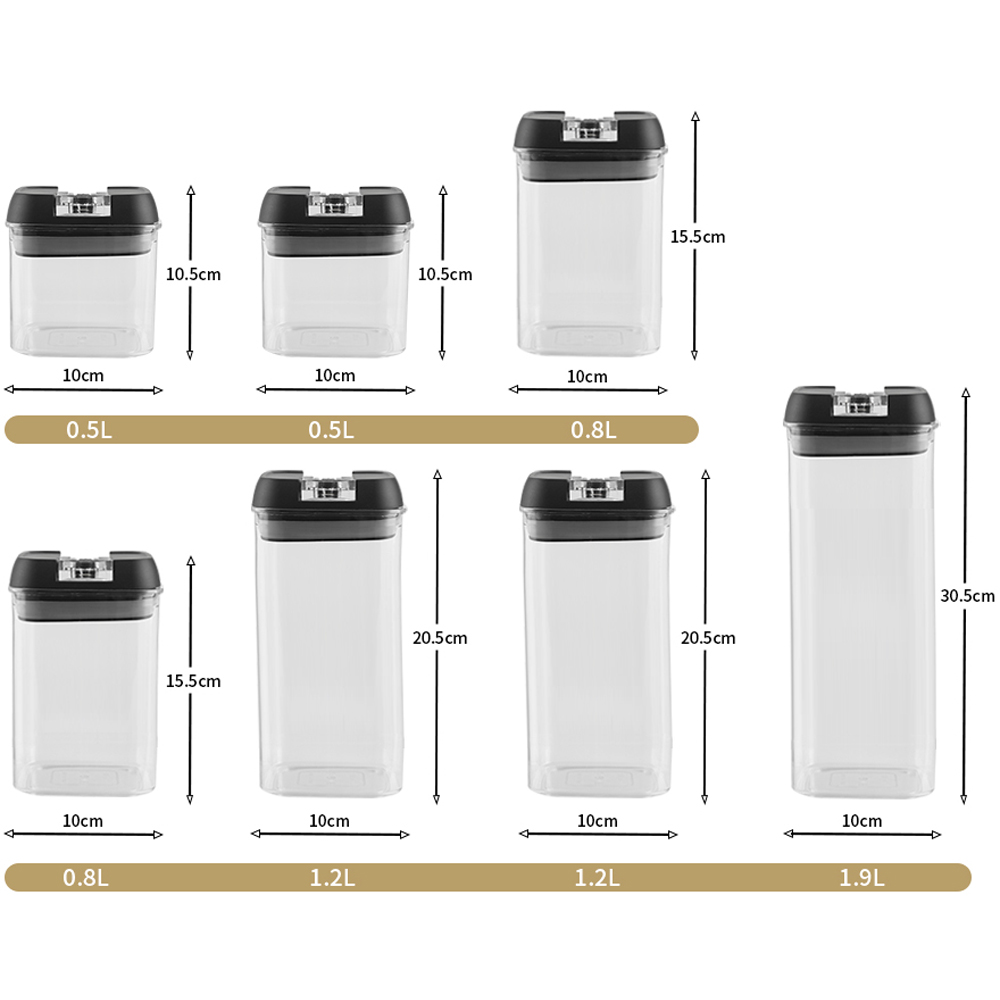 Living and Home 7 Piece Airtight Food Storage Container Set with Leak Proof Clasp Lids Image 8