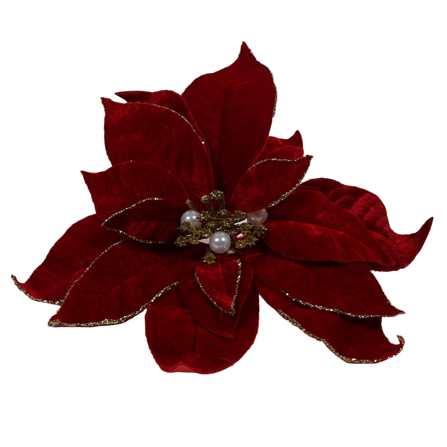 Velvet Poinsettia Clip - Red Image