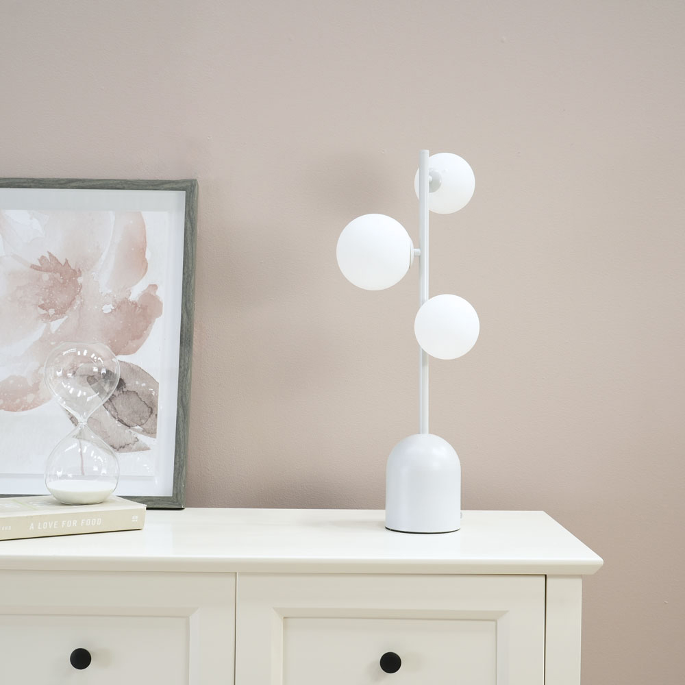 ValueLights Marlow 3 Way Oyster Grey Opaque Globe LED Table Lamp Image 5