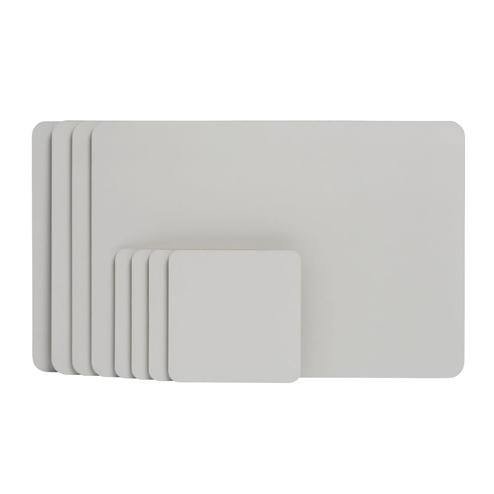 Wilko 8 Pack Grey Cork Placemats and Coasters Image