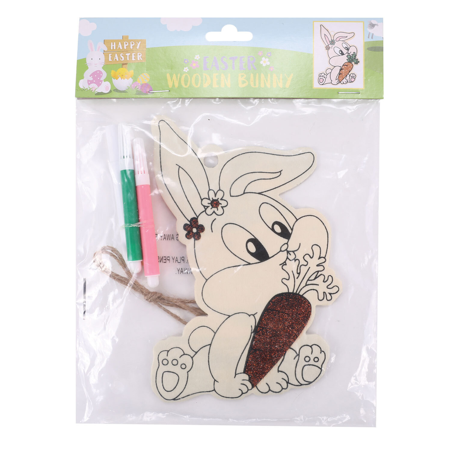Single Easter Colour Your Own Wooden Bunny in Assorted styles Image 1