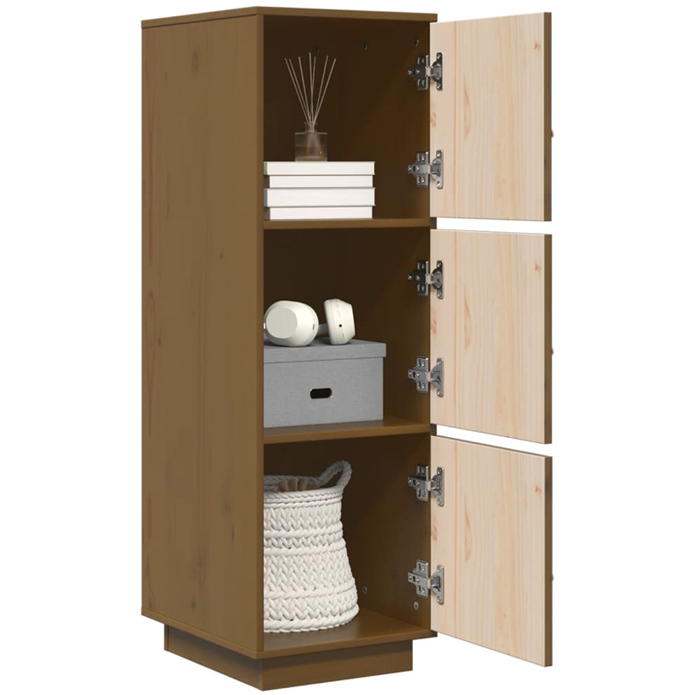 vidaXL 3 Door Honey Brown Solid Pine Wood Highboard Image 4