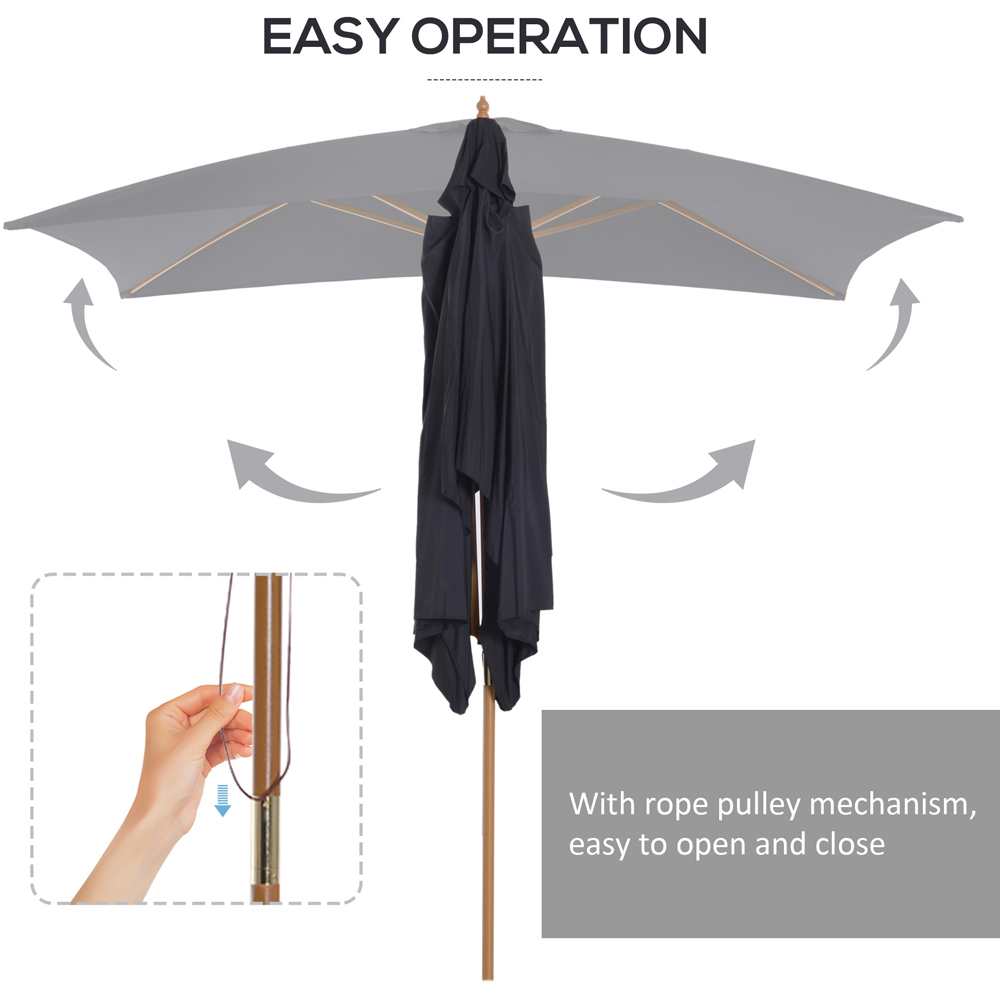 Outsunny Black Wooden Parasol 3 x 2m Image 4