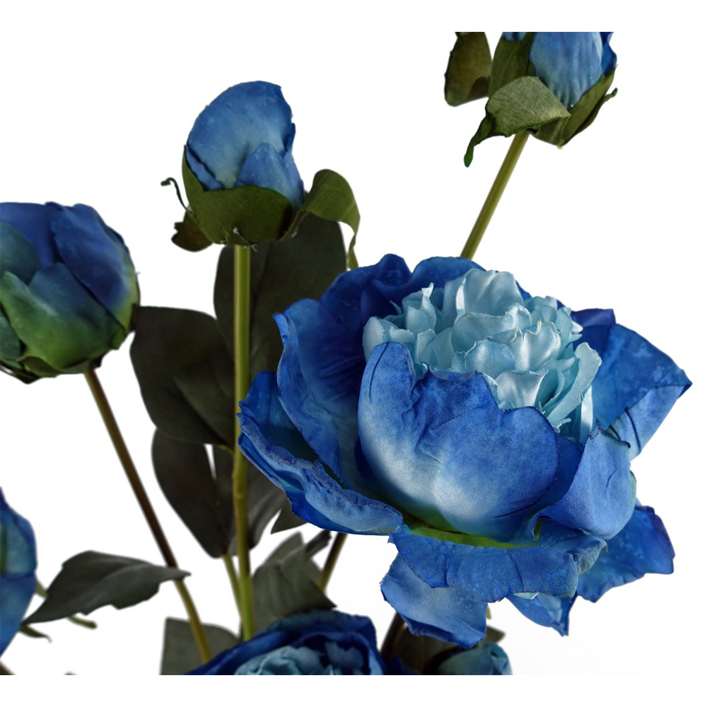 Leaf Blue Peony Single Stem Artificial Flower 55cm 6 Pack Image 5