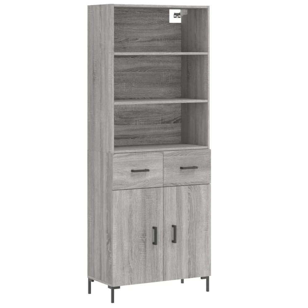 vidaXL 2 Door 2 Drawer 3 Shelf Grey Sonoma Highboard Image 2