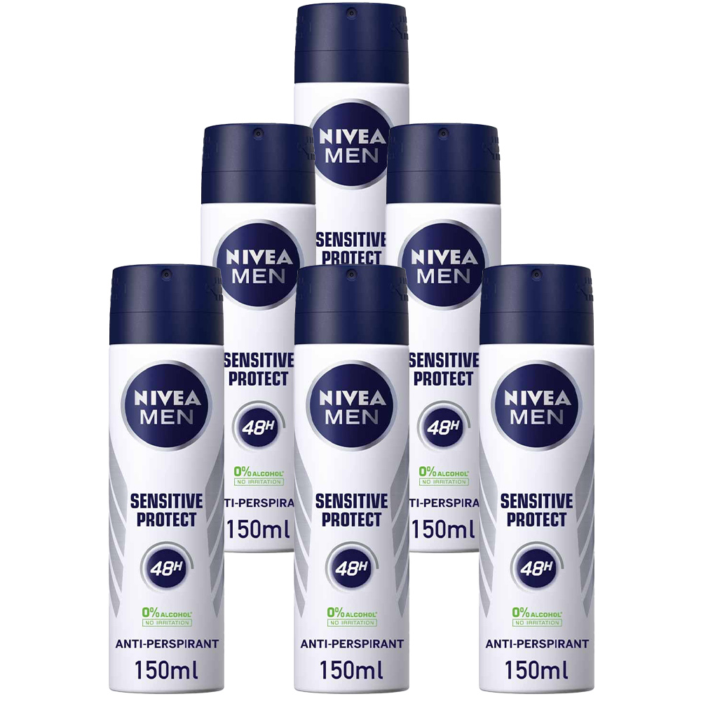 Nivea Men Sensitive Protect Anti Perspirant Deodorant Case of 6 x 150ml Image 1