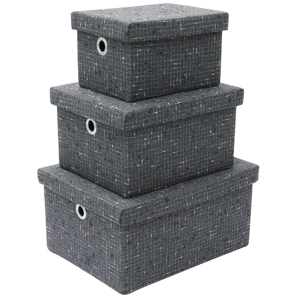 JVL Urban Rectangular Paper Storage Box with Lid 3 Piece Image 1
