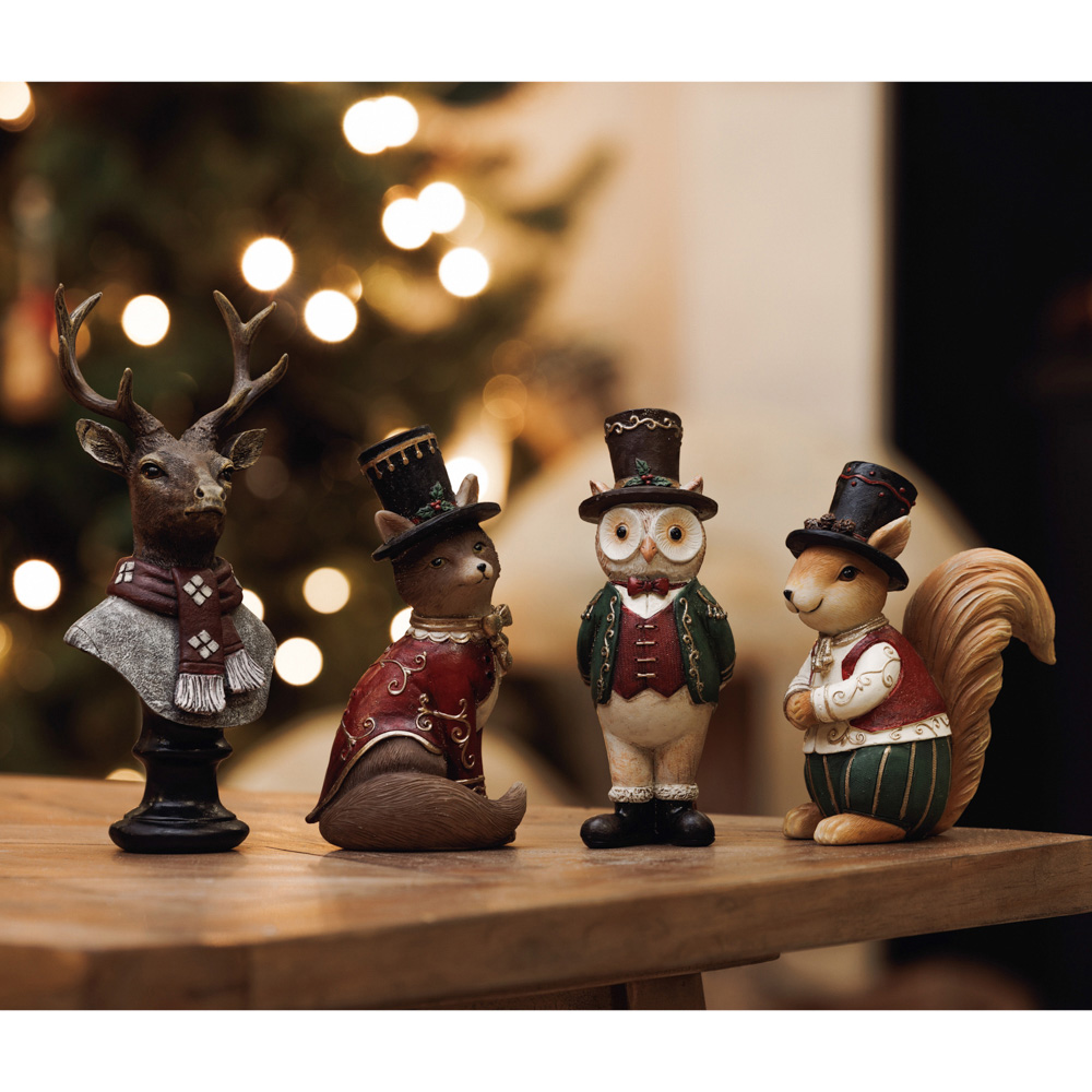 The Seasonal Gift Co. Christmas Squirrel Top Hat Christmas Figurine Image 2