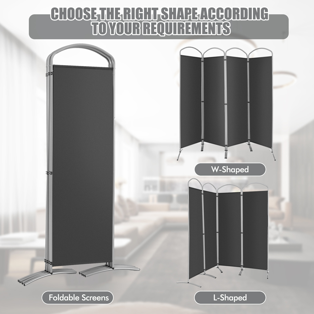 Costway 4 Panel Grey Freestanding Folding Room Divider Image 6