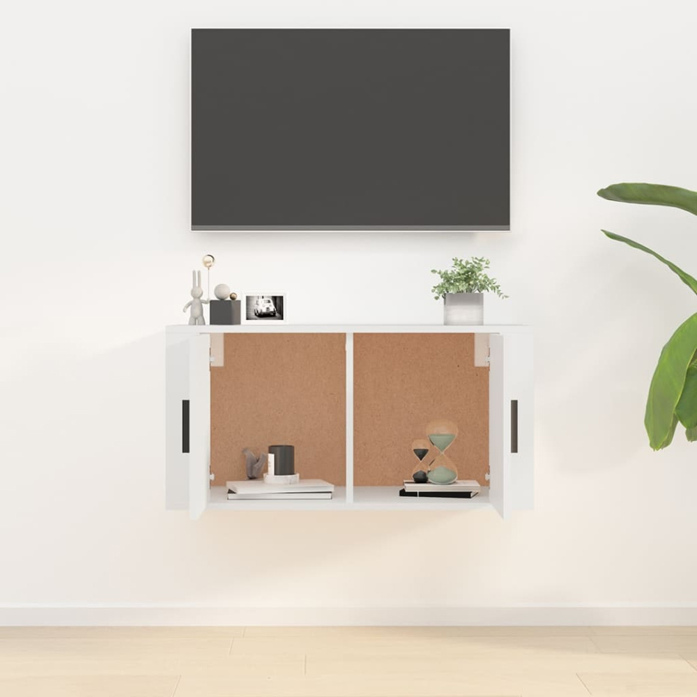 vidaXL 2 Door White Wall Mounted TV Cabinet Image 9