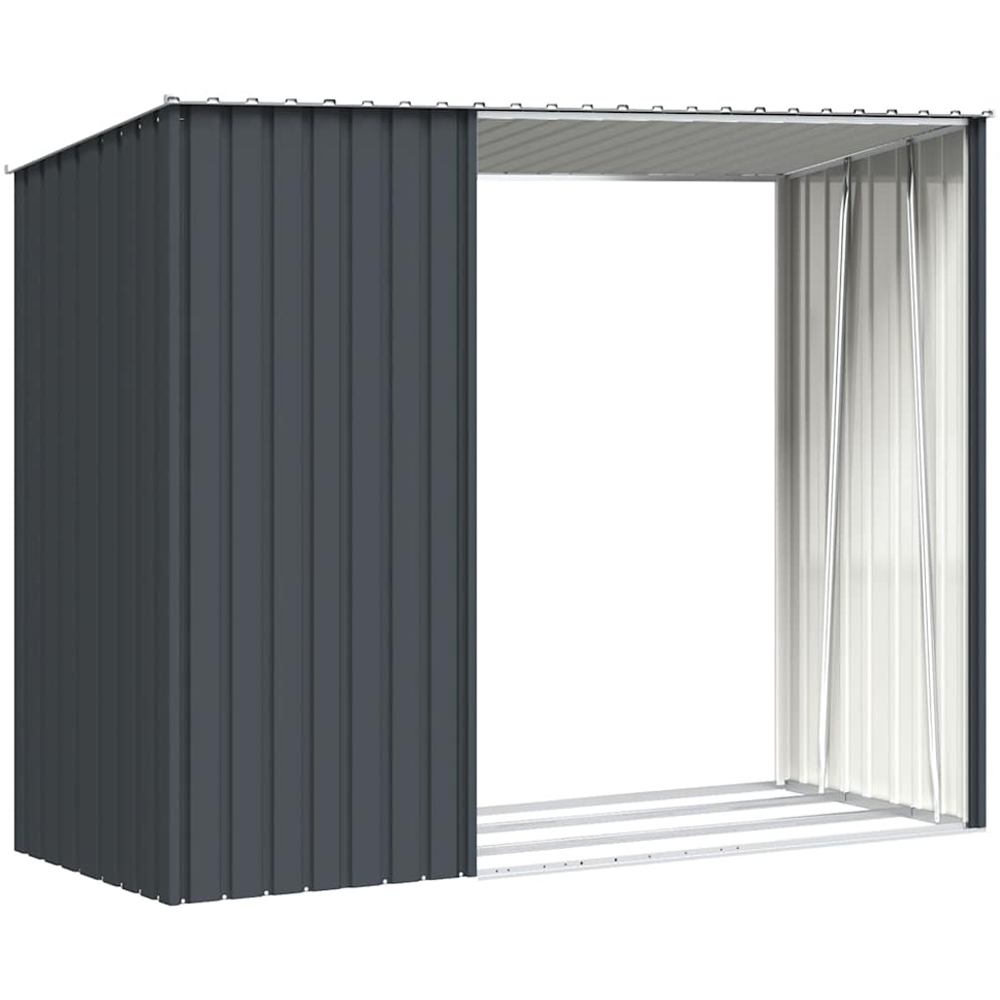 vidaXL 8 x 3.2ft Anthracite Galvanised Steel Garden Firewood Shed Image 3