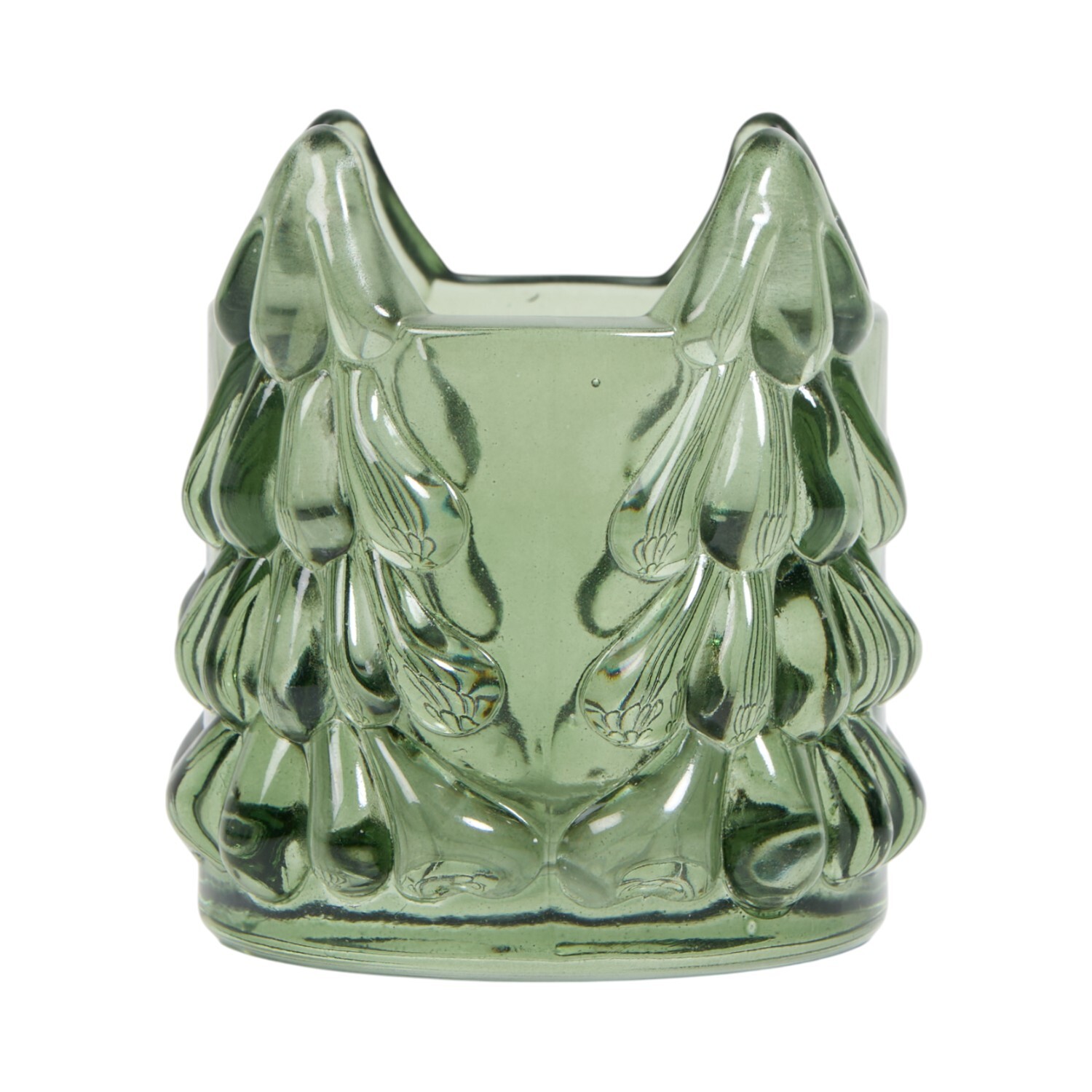 Festive Glass Tree Tealight Holder Green Image 1
