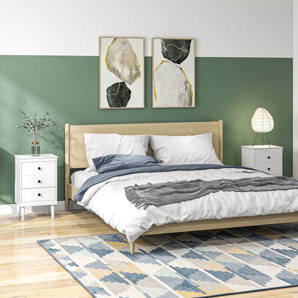 Portland 3 Drawer White Bedside Table Set of 2 Image 5