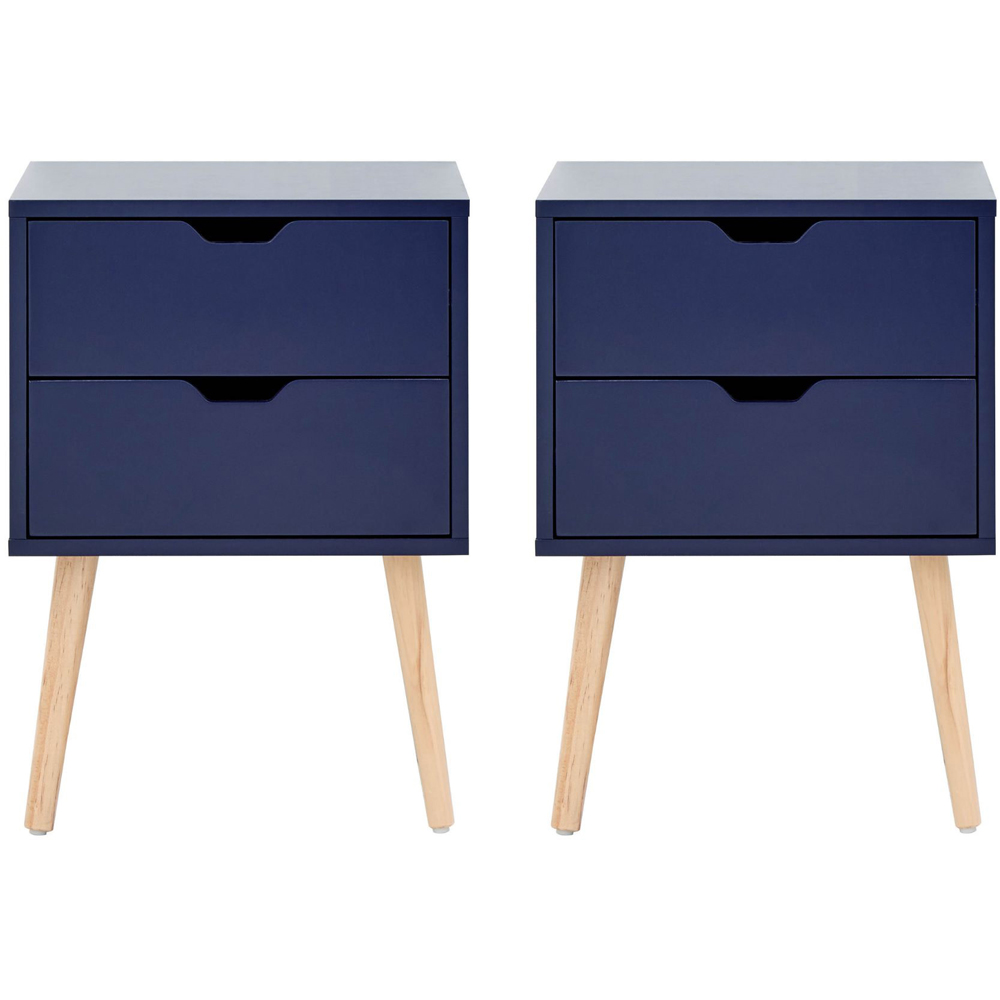 GFW Nyborg 2 Drawer Nightshadow Blue Bedside Table Set of 2 Image 3