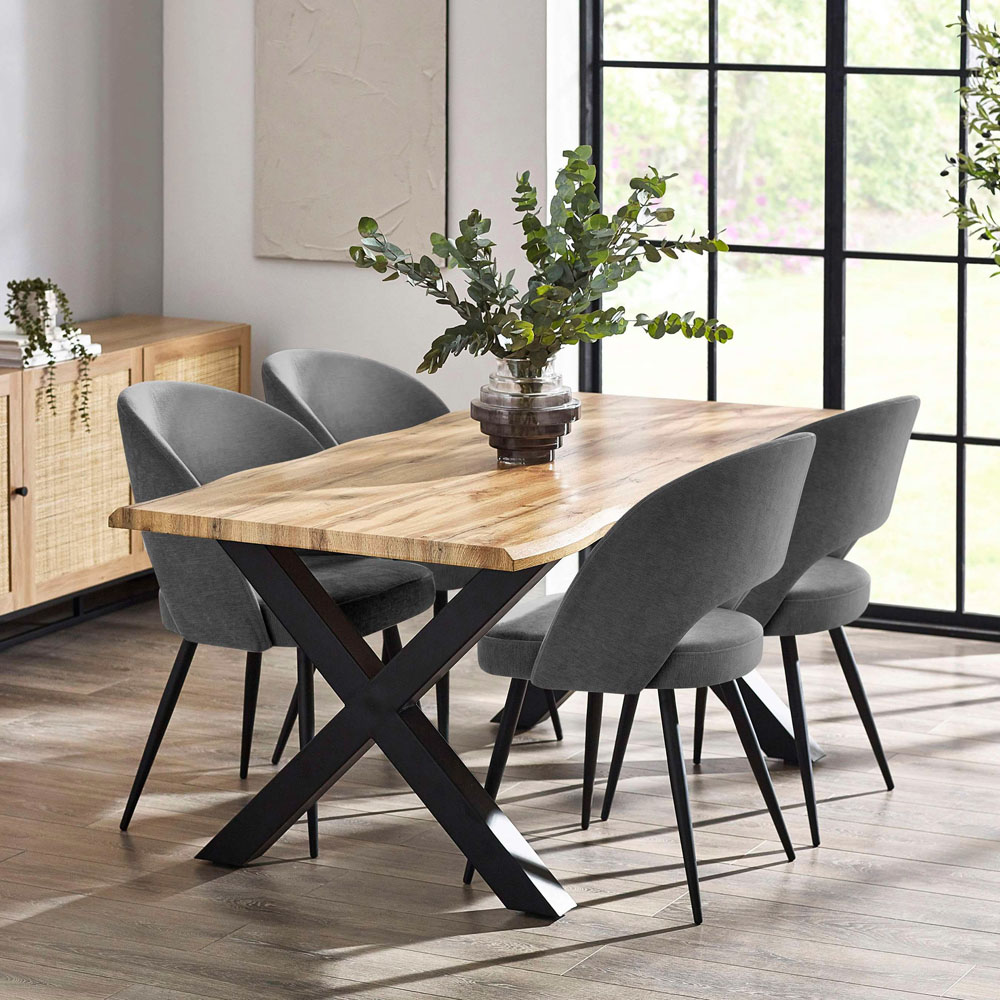Julian Bowen Harvey 4 Seater Oak Effect Waved Edge Dining Table Image 8