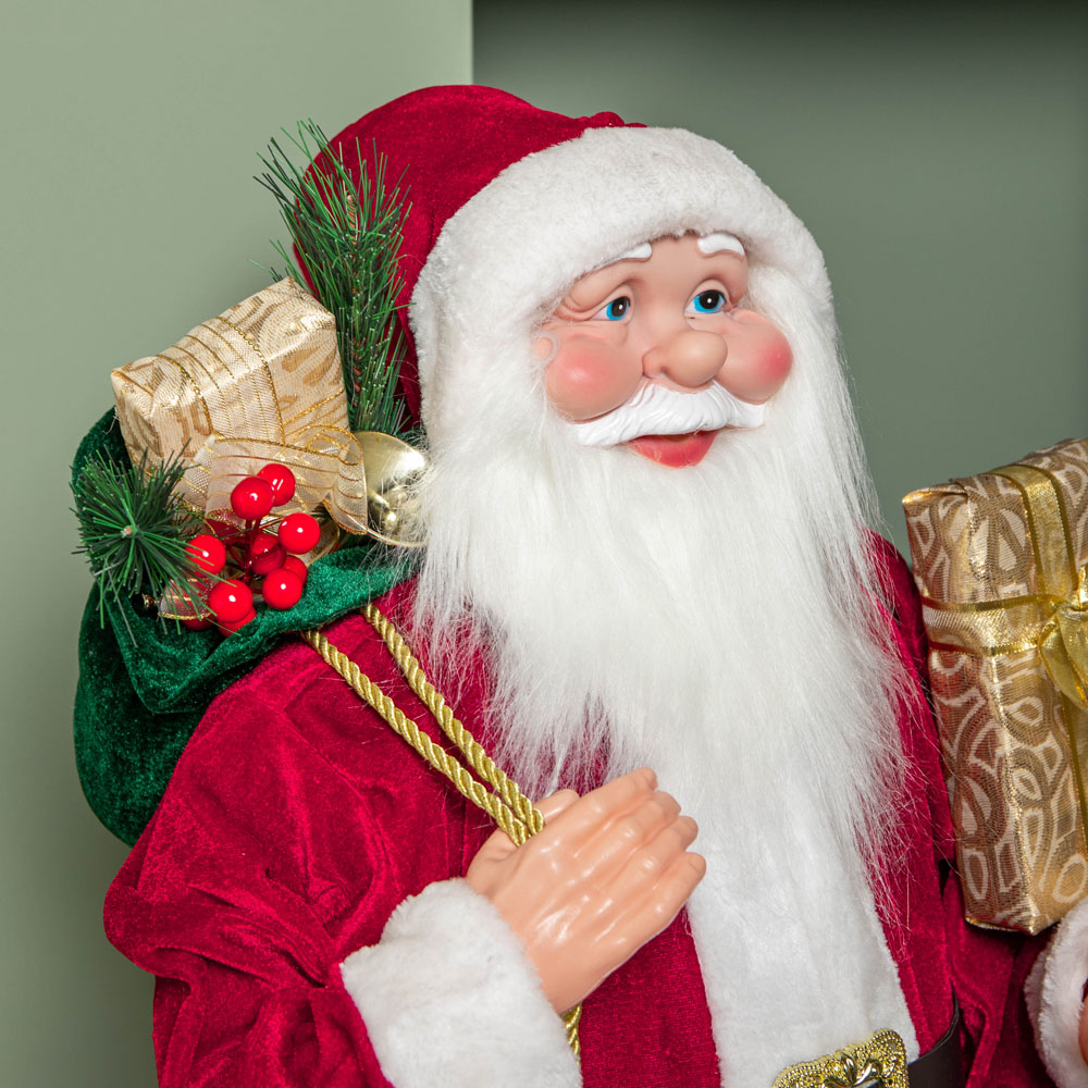 Samuel Alexander Standing Red Santa Claus with Sack Indoor Christmas Decoration Image 4