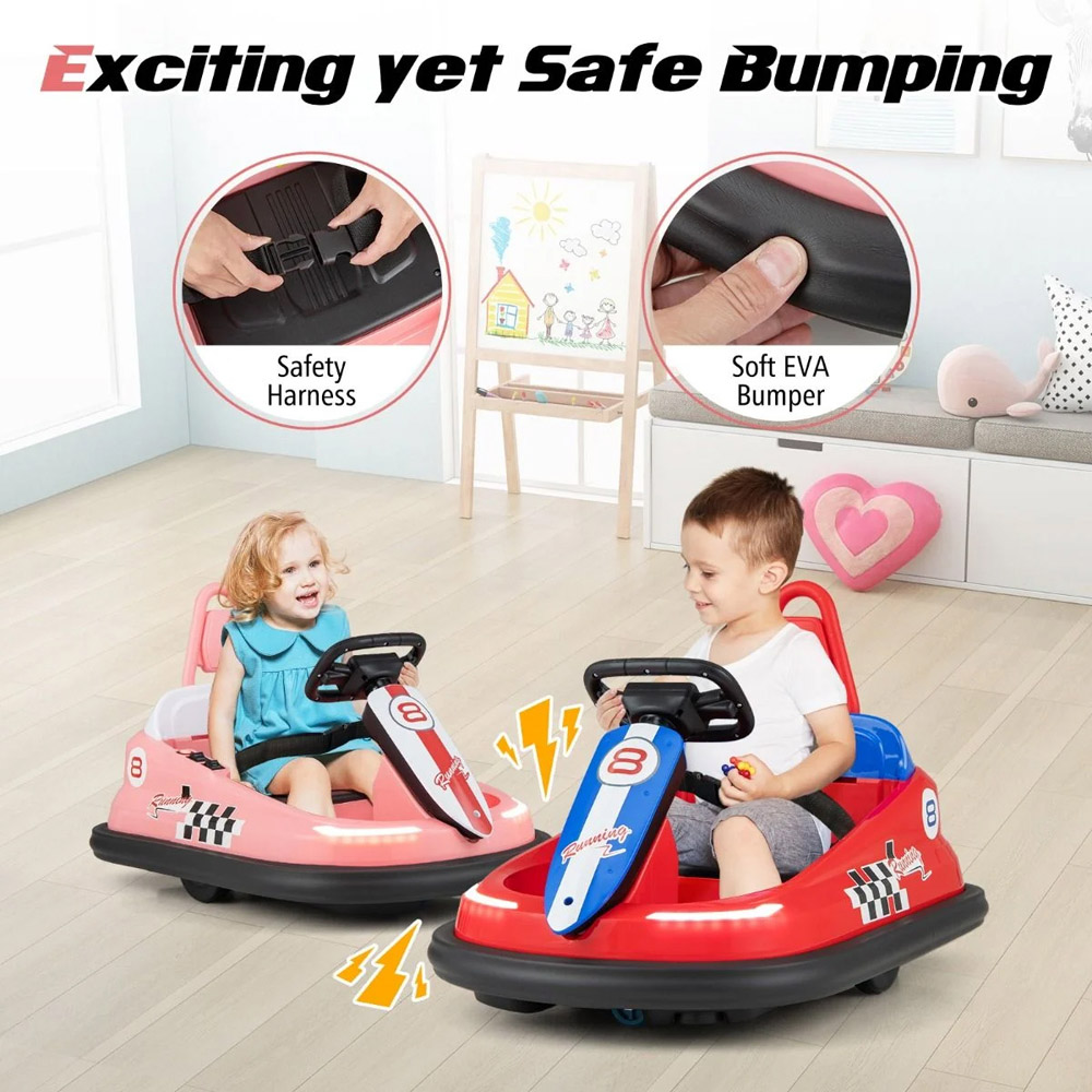 Costway Kids Pink Ride On Bumper Car Image 5