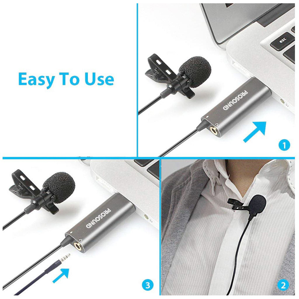 ProSound Lavalier USB Microphone with 3.5mm Audio Socket Image 4