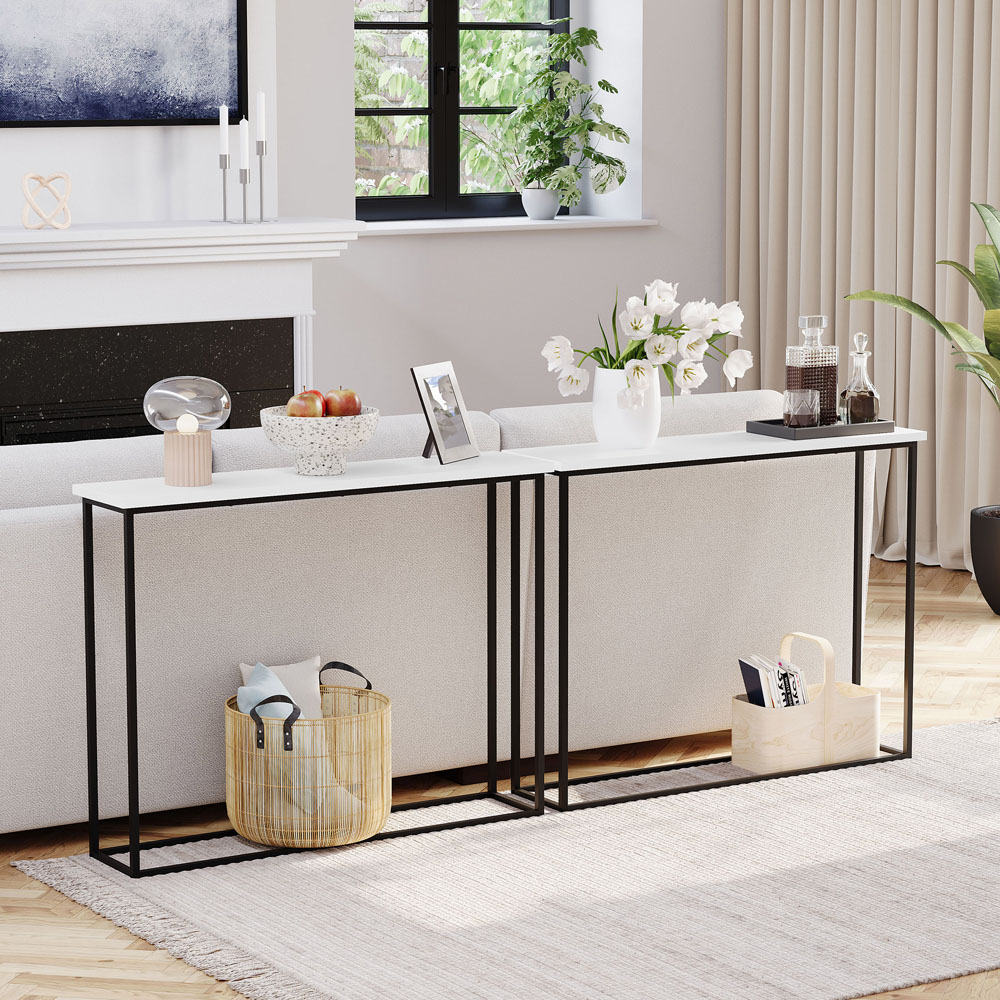 VIDA DESIGNS White and Black Metal Leg Console Table Image 5