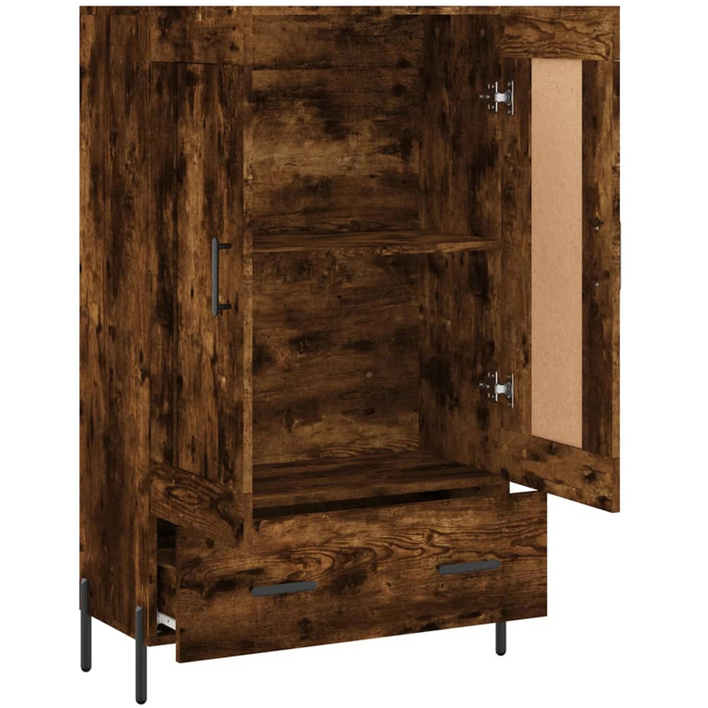 vidaXL 2 Door Single Drawer Smoked Oak Highboard Image 6
