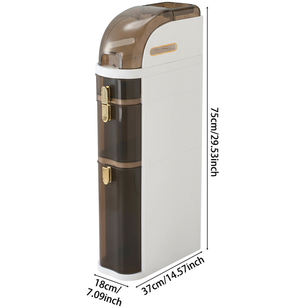 Living and Home 3 Drawer Slim Plastic Bathroom Storage Cabinet Image 8
