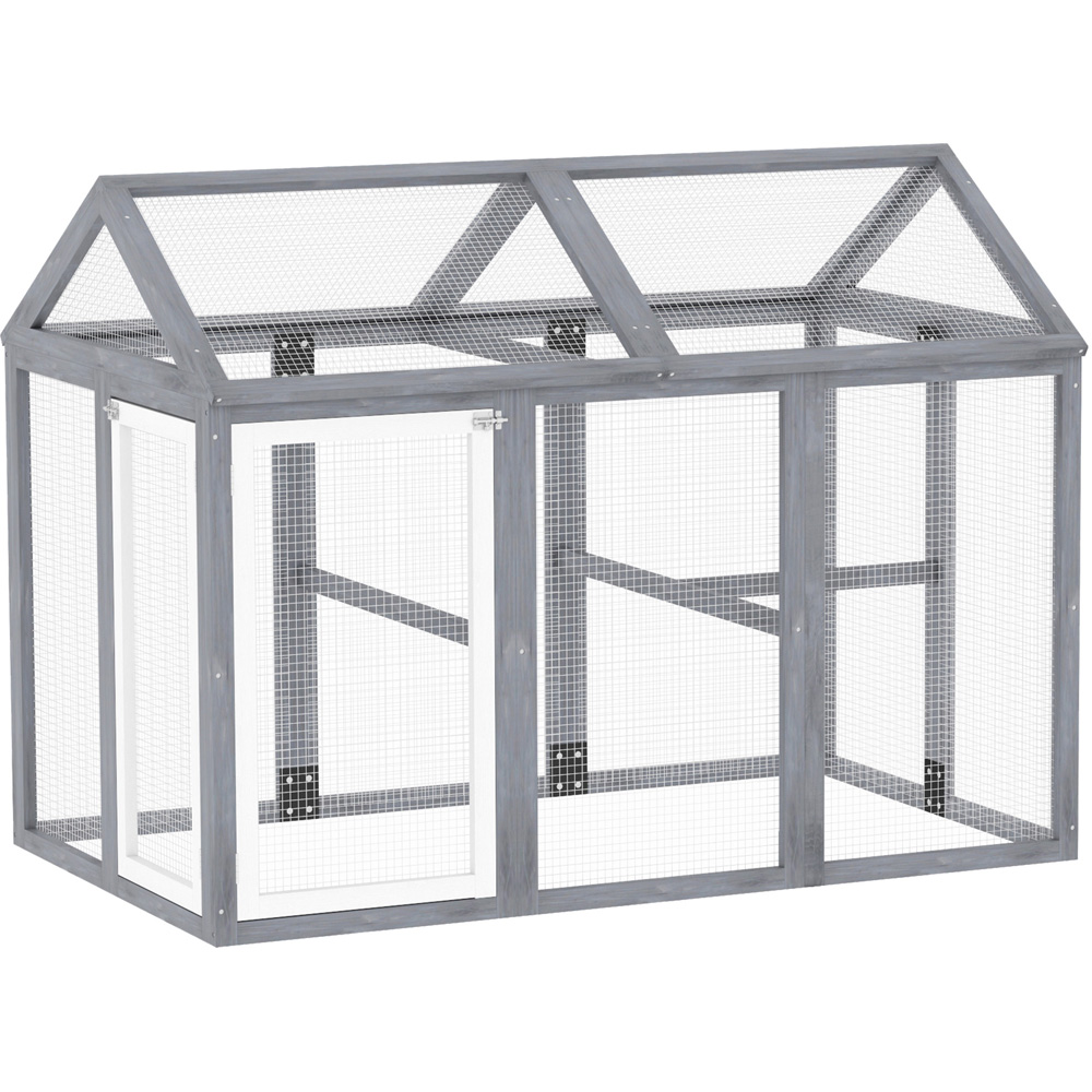 PawHut 106 x 140cm Grey Wooden Chicken Coop Image 1