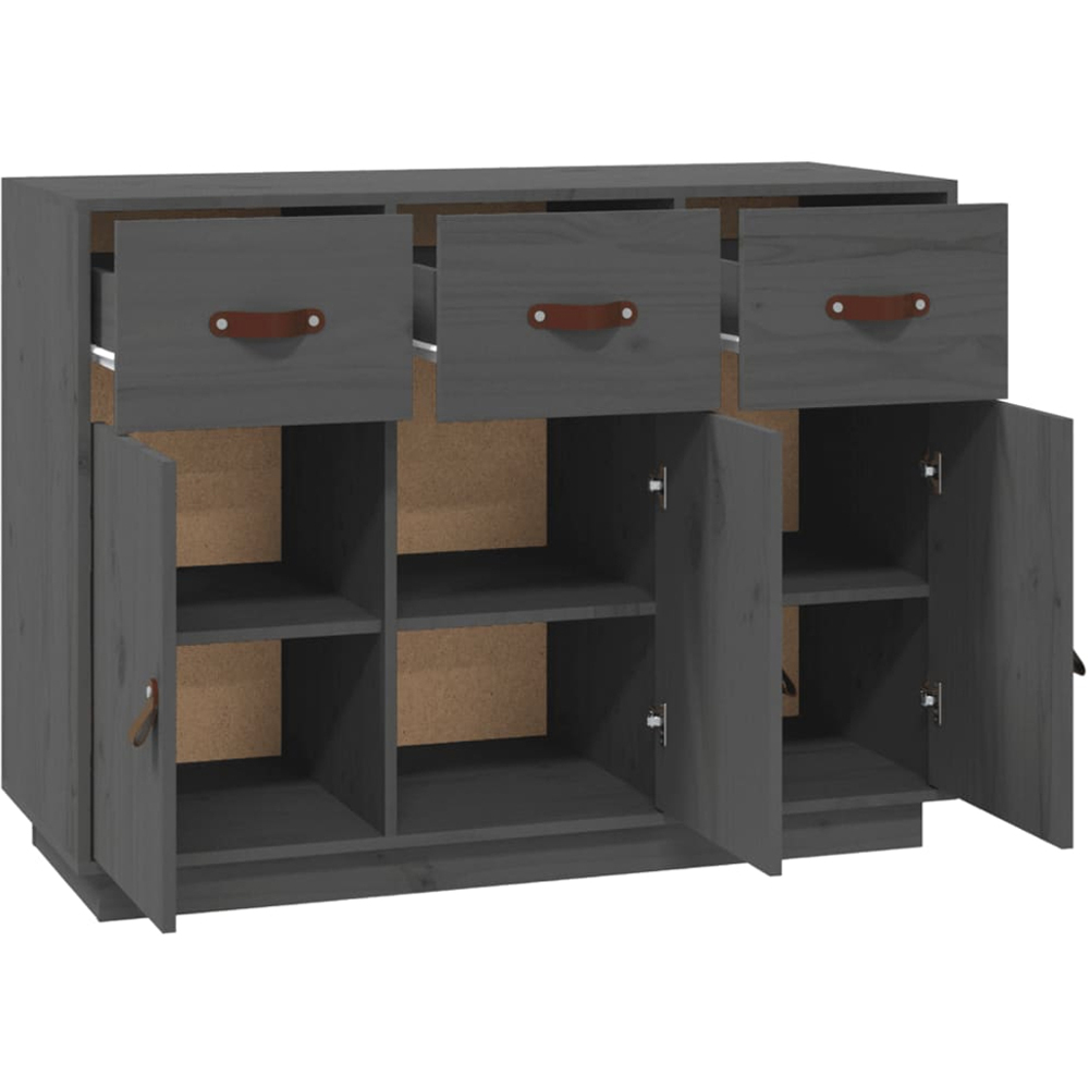 vidaXL 3 Door 3 Drawer Grey Wooden Sideboard Image 5