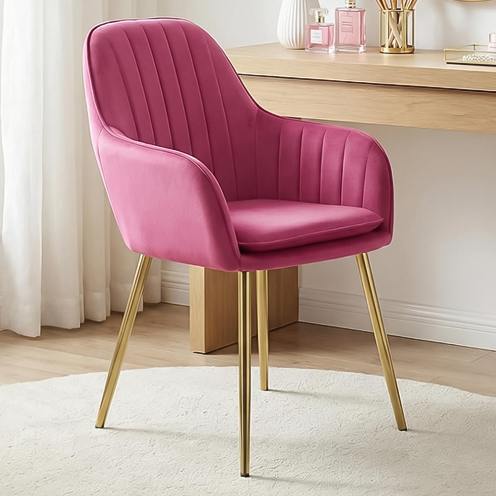 Alivio Set of 2 Pink Velvet Upholstered Dining Chairs Image 1