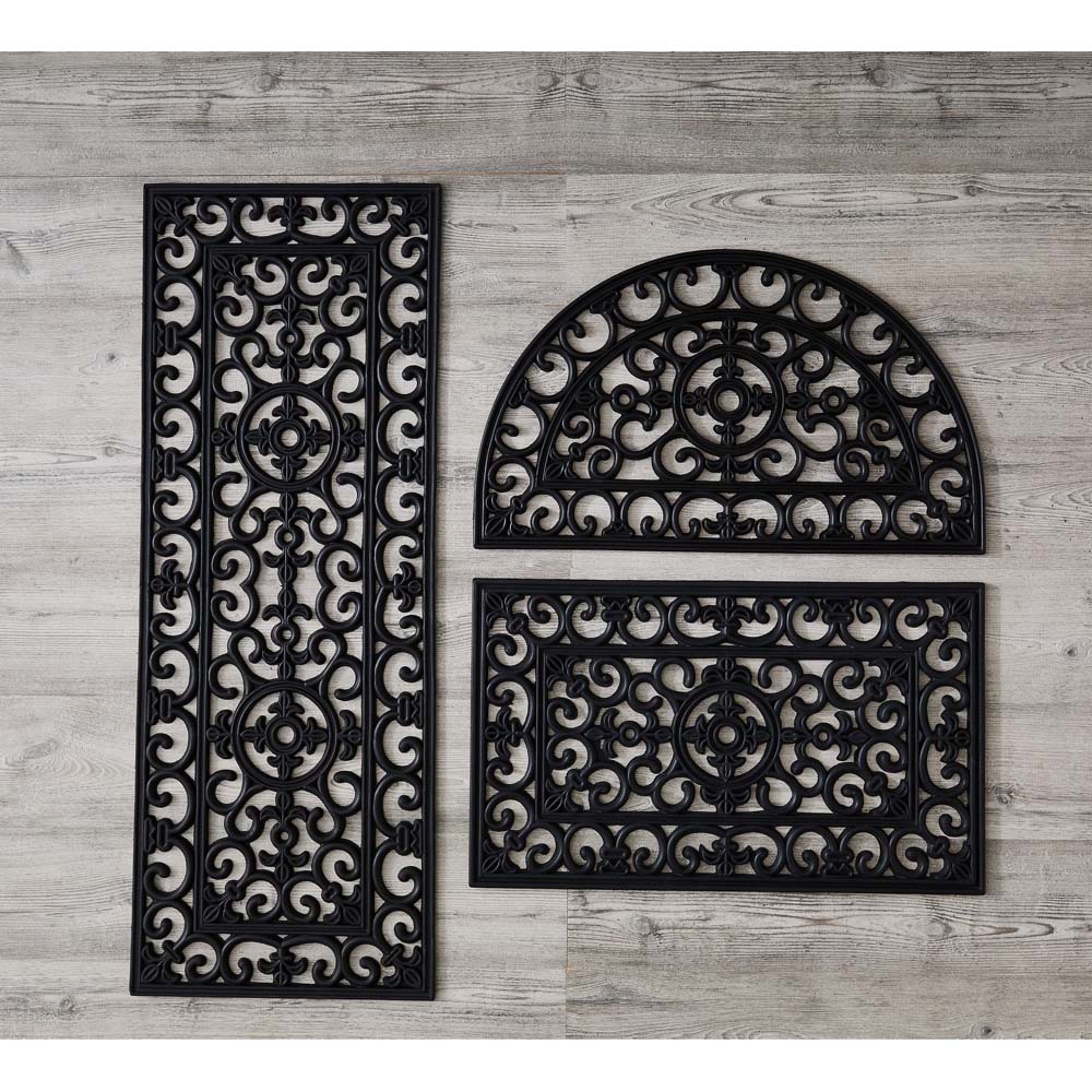 Radcliffe Black Iron Effect Rubber Doormat 25 x 75cm Image 4