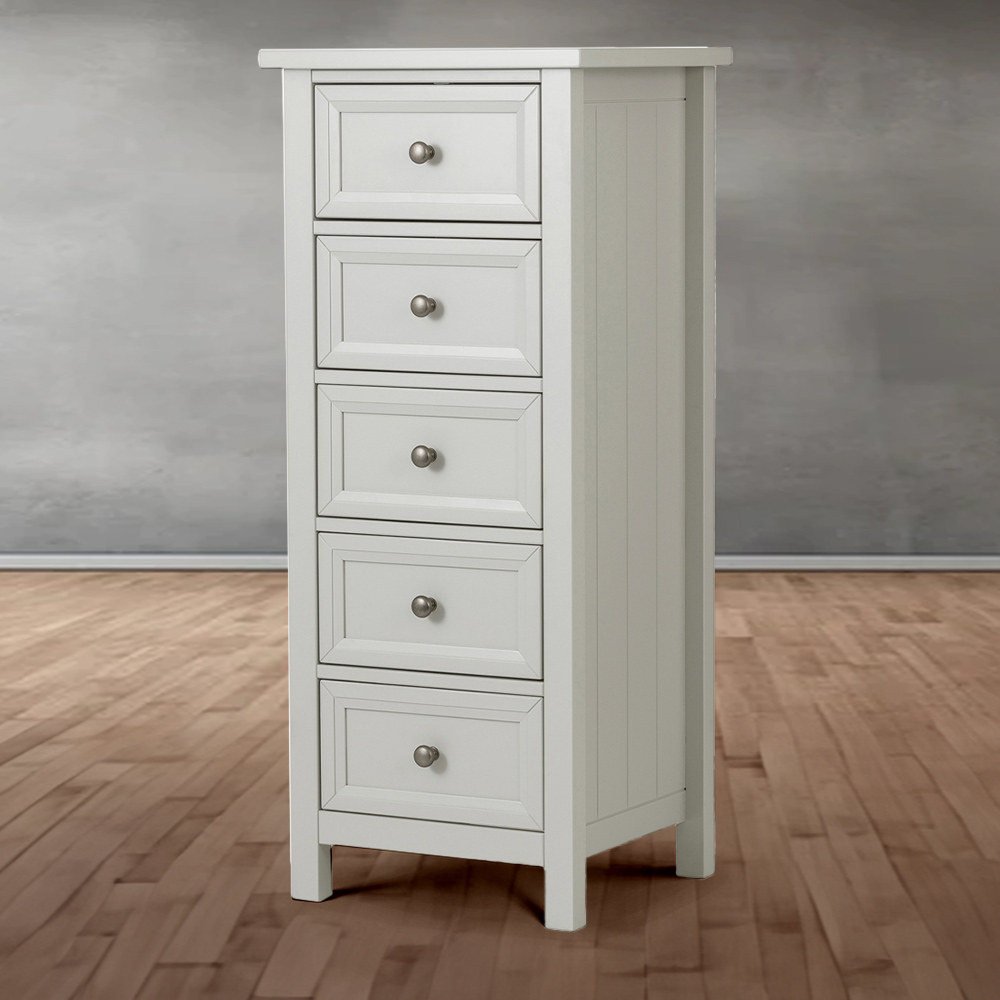 Julian Bowen Maine 5 Drawer Tall Dove Grey Chest of Drawers Image 1