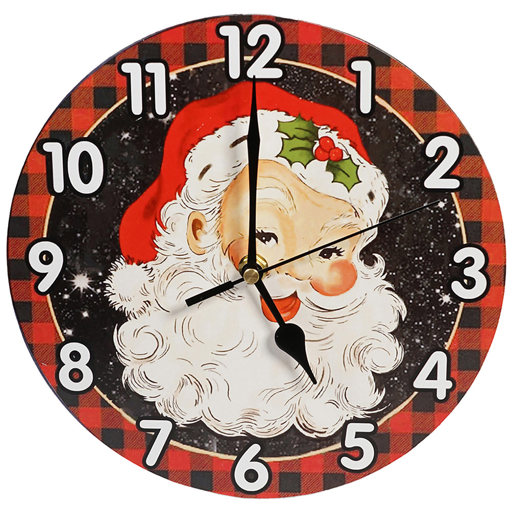 Xmas Haus Christmas Santa Wall Clock 23cm Image 1
