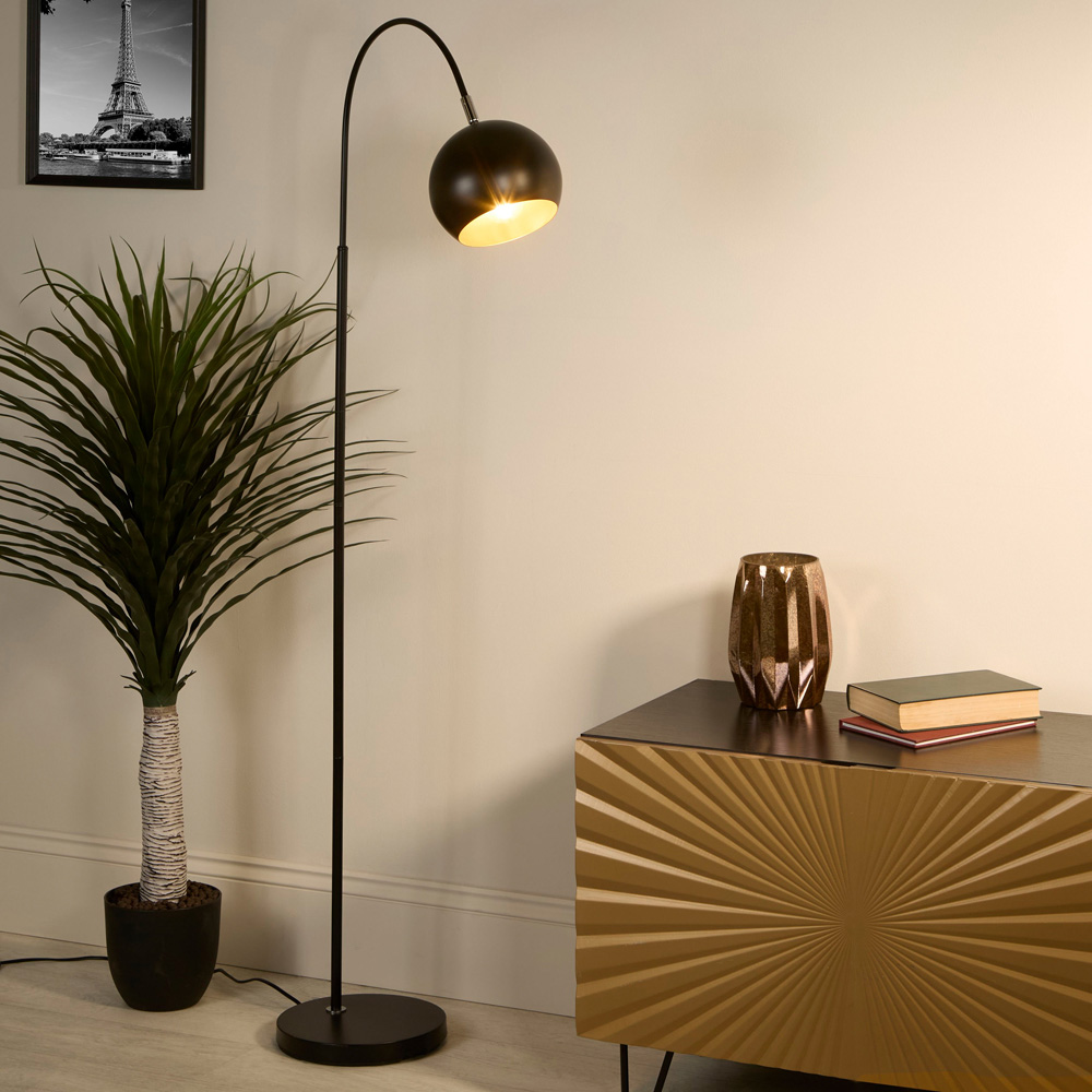 Lighting Collection Arlo Matt Black Ball Shade Floor Lamp Image 2