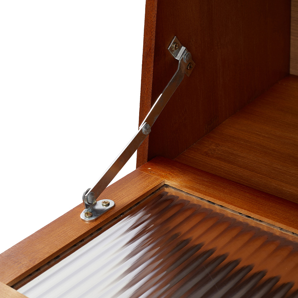 Living and Home 2 Door Single Shelf Brown Bamboo Bread Storage Cabinet Image 5