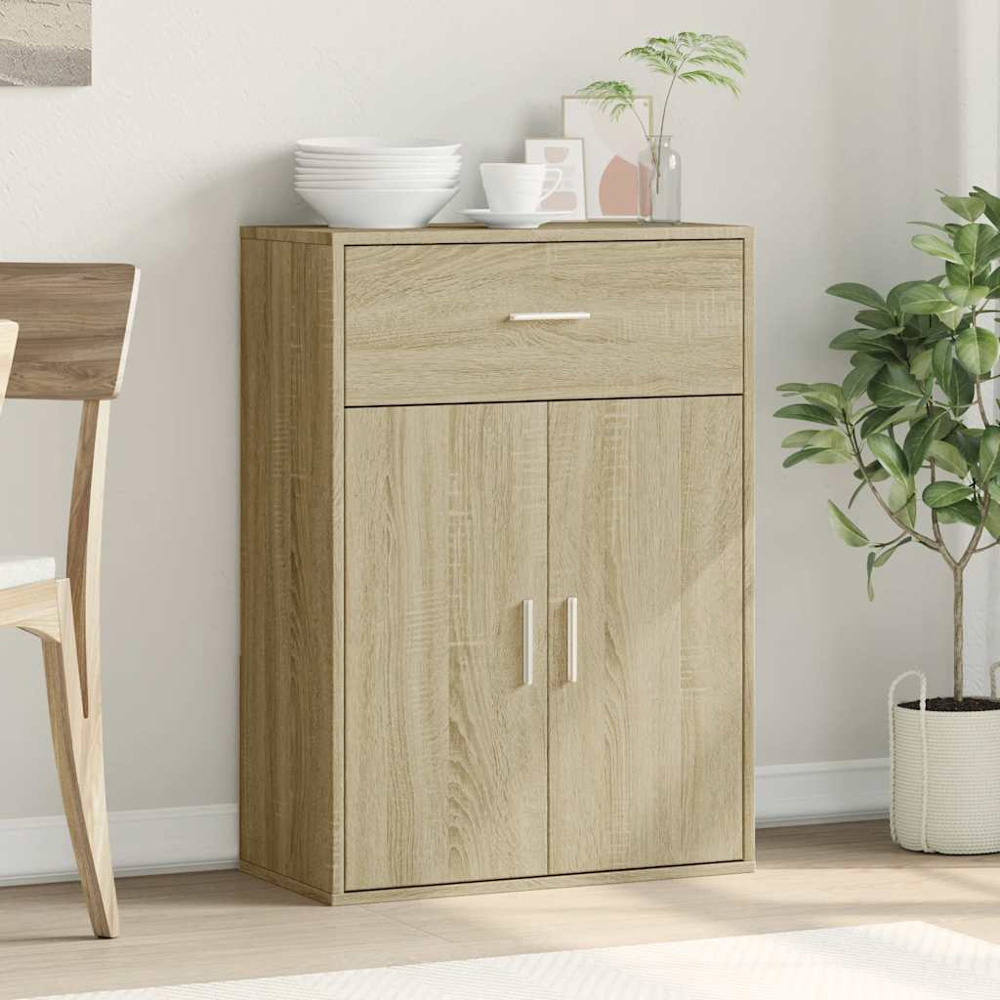 vidaXL 2 Door Single Drawer Sonoma Oak Sideboard Image 3