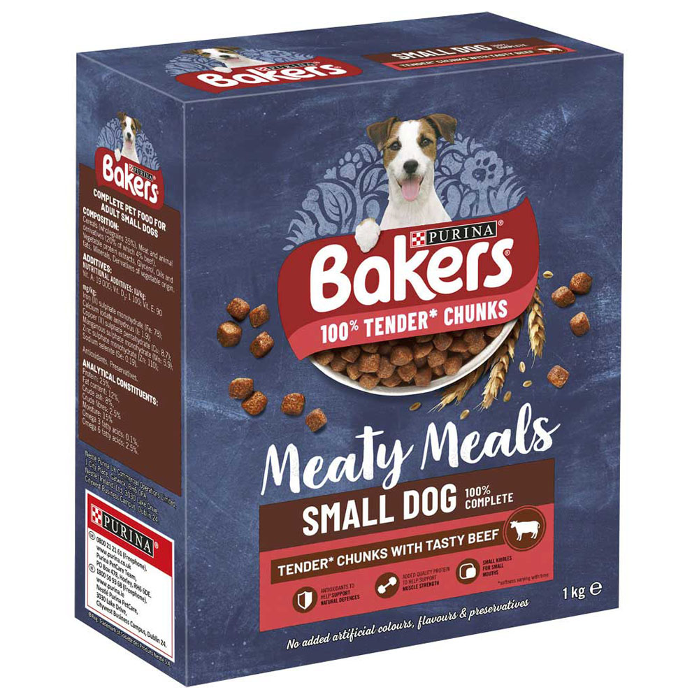 Bakers Meaty Meals Adult Small Dry Dog Food Beef 1kg Image 2