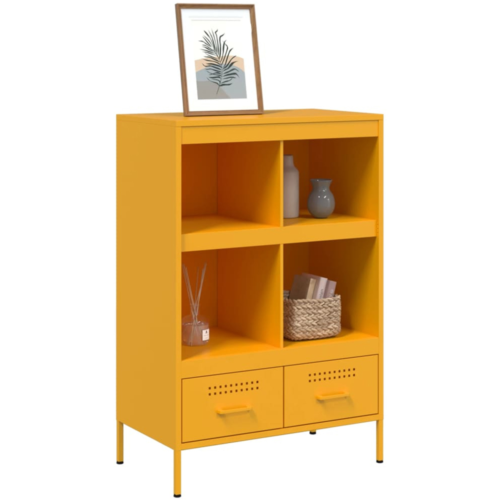 vidaXL 2 Drawer 4 Shelf Yellow Highboard Image 4