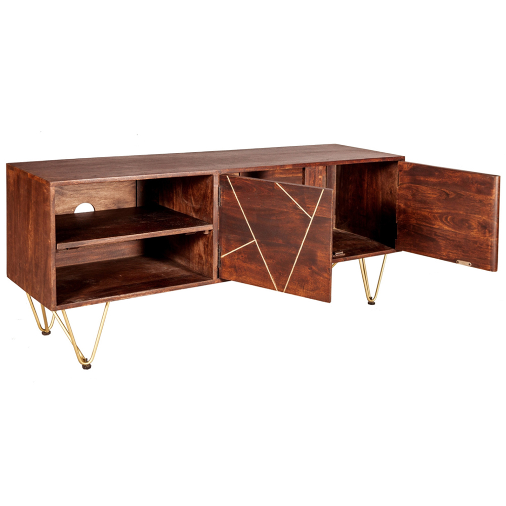 Brooklyn Ozella 2 Door 2 Shelf Dark Gold Plasma TV Unit Image 4
