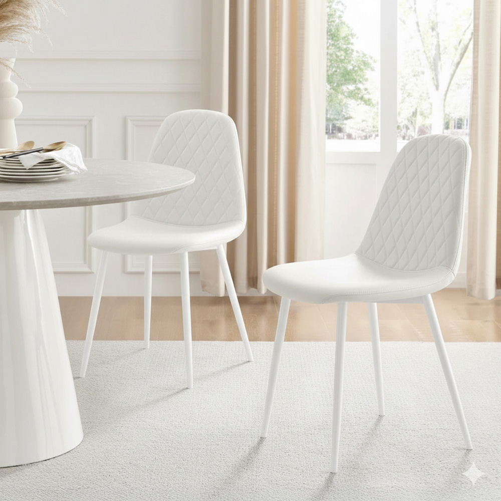 Kosy Koala 4 Seater Faux Leather Wooden Dining Set White Image 2