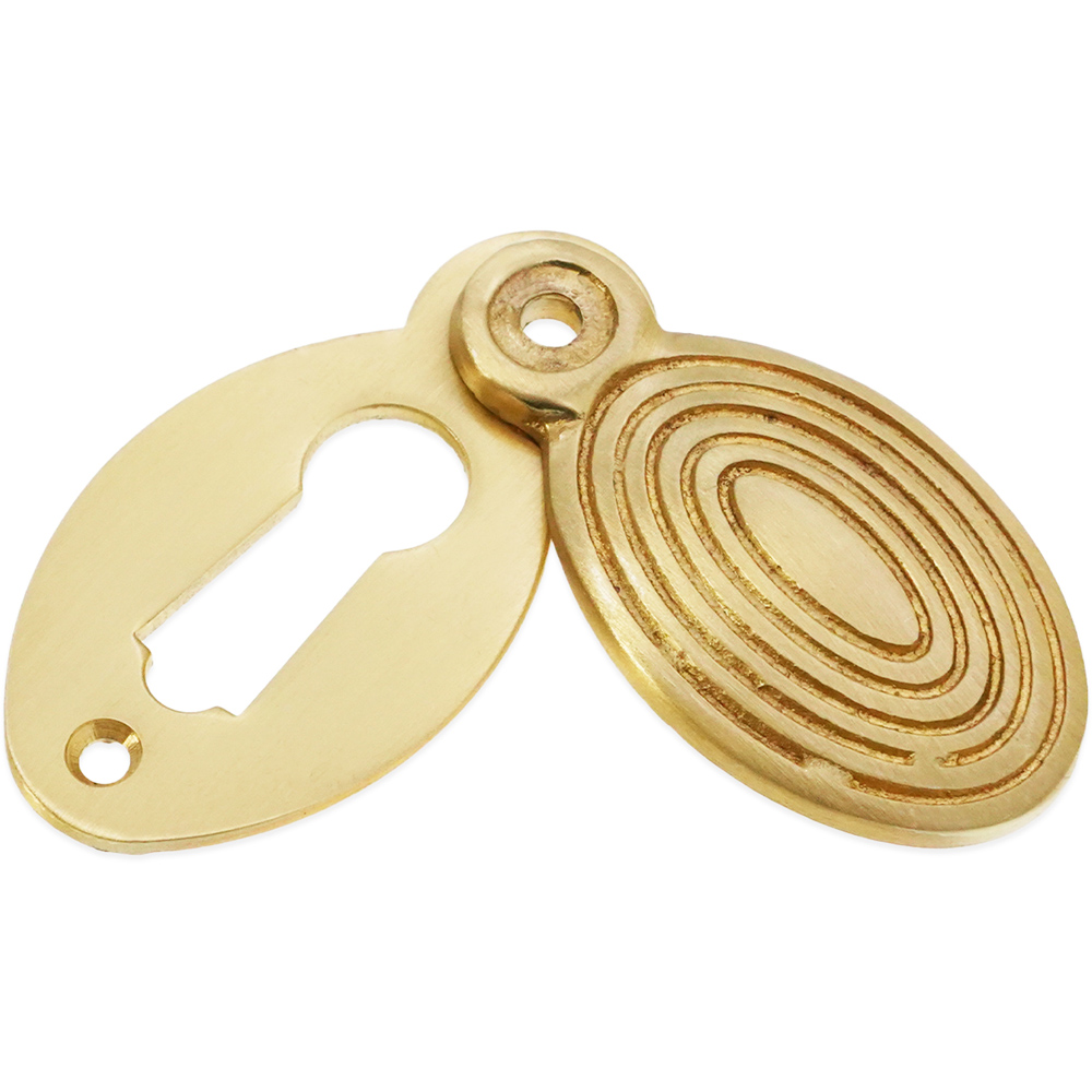 Spira Brass Oval Beehive Satin Brass Escutcheon Image 3