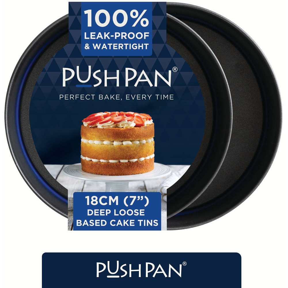 Wham PushPan 18cm Set of 2 Light Grey and Pewter Deep Tin Image 2