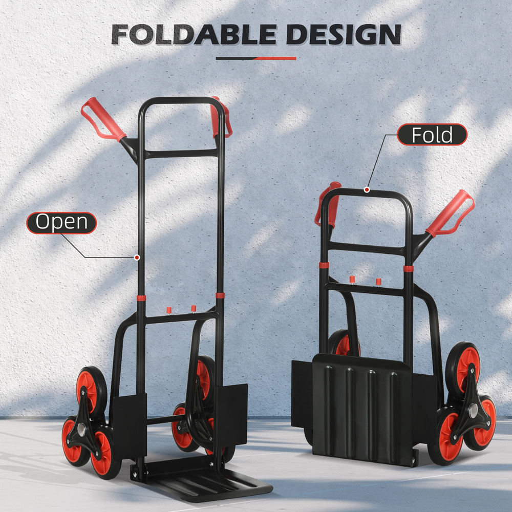 DURHAND Red Steel Foldable Trolley Hand Truck with 6 Wheels Image 6
