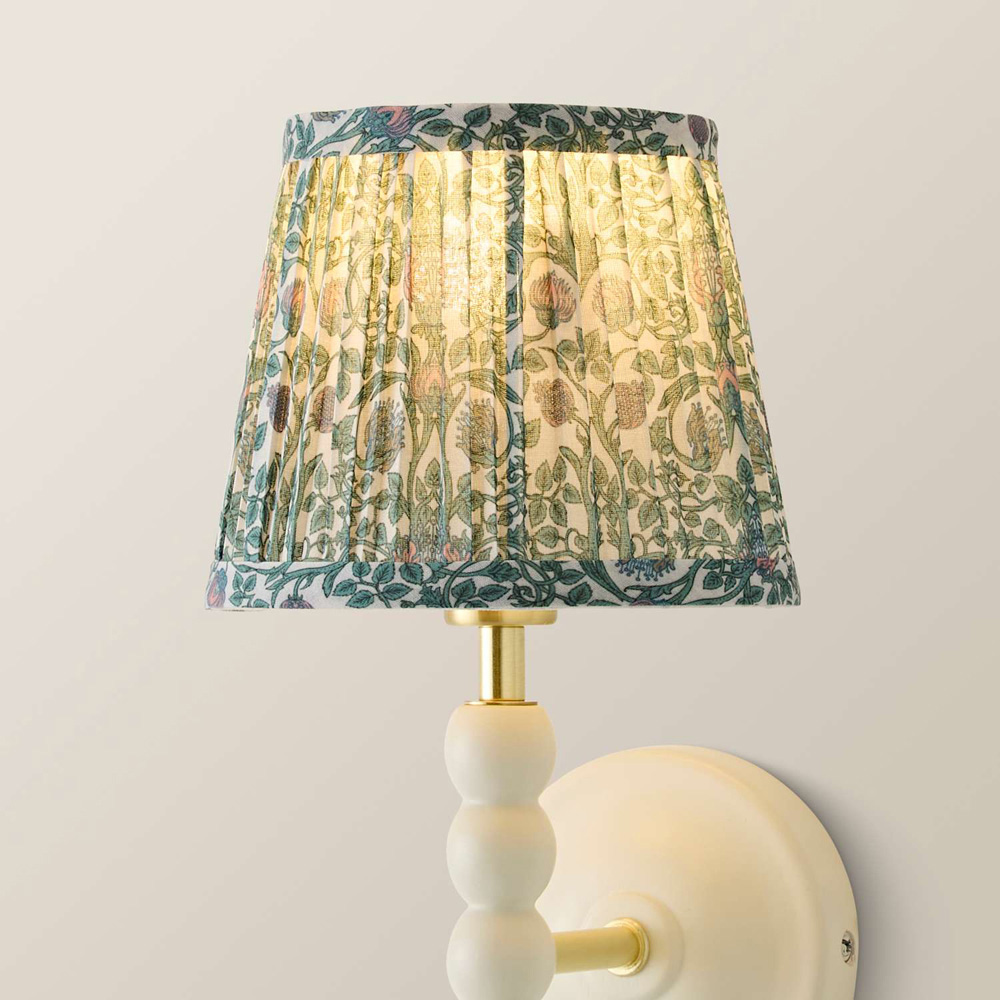 ValueLights Abel Blue Floral Pleated Tapered Mini Wall Light Lamp Shade Image 3
