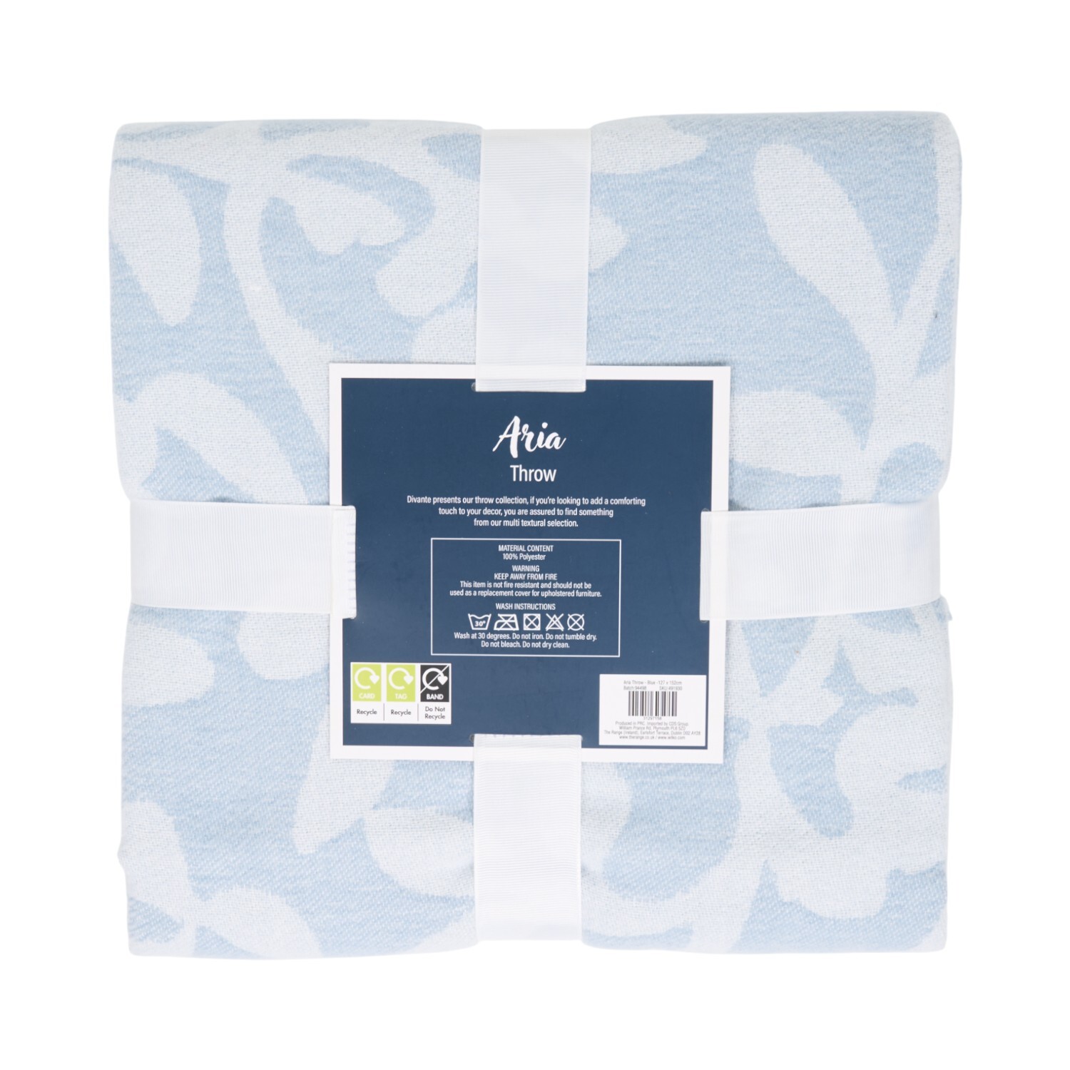 Aria Jacquard Foliage Throw Blue Image 2
