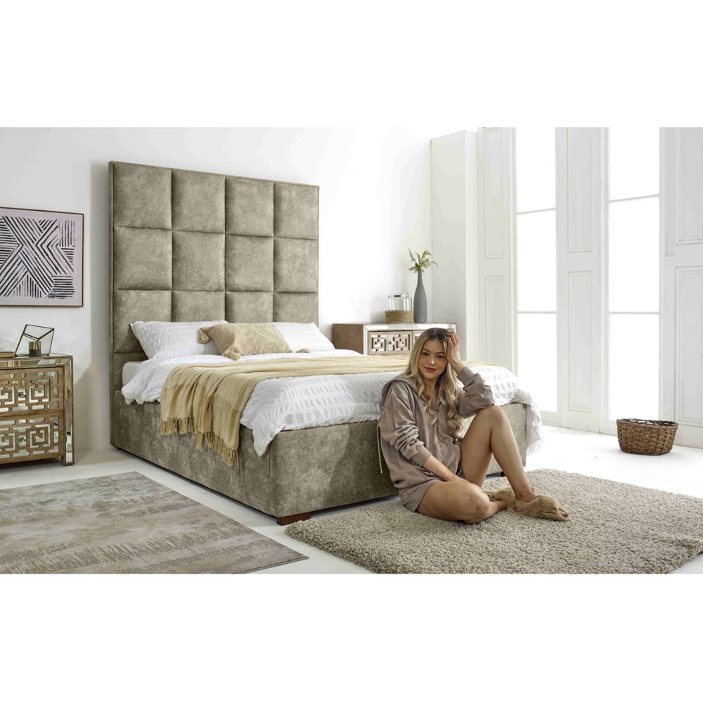 Eleganza Madelyn Super King Size Pearl Oakland Fabric Bed Frame Image 5