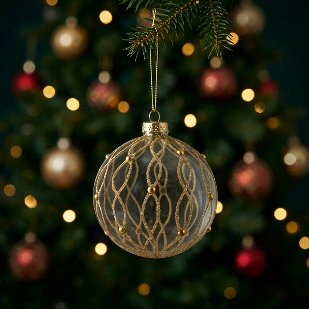Clear Bauble with Gold Glitter Image 2