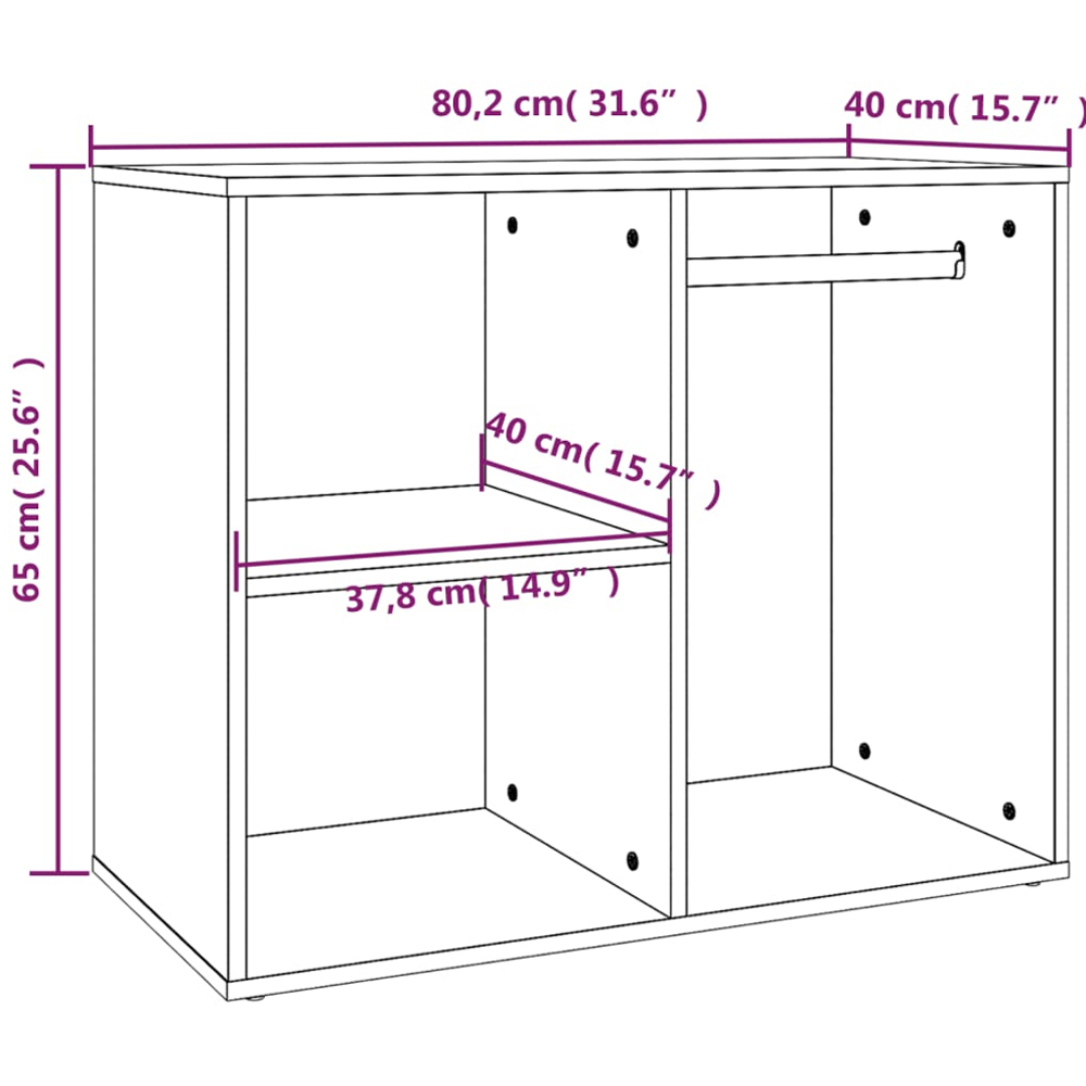 vidaXL 3 Shelf Brown Oak Engineered Wood Dressing Cabinet Image 8