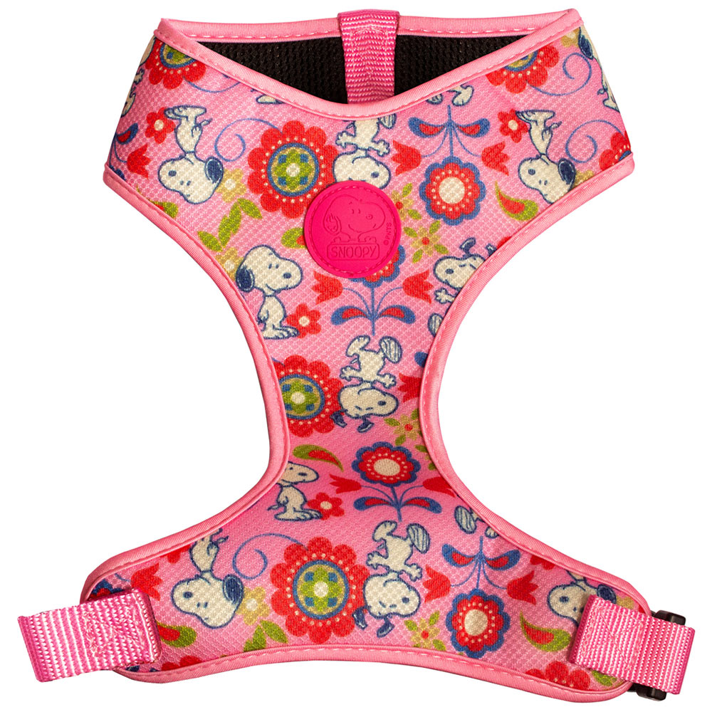 Snoopy Large Pink Flower Mesh Dog Harness Image 1
